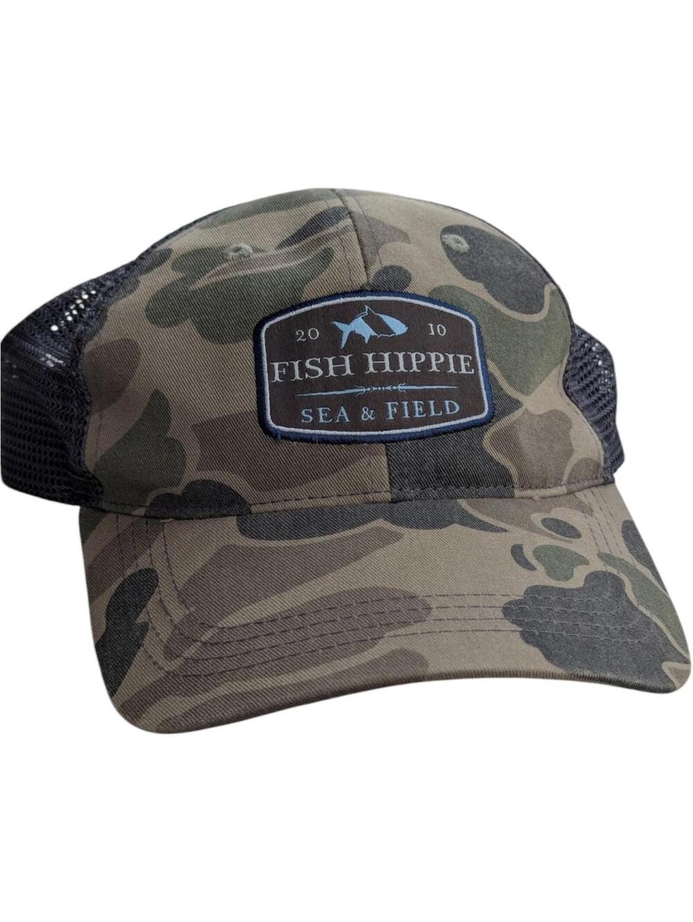 Fish Hippie Hat Sea Field Camouflage Trucker Hat Adjustable Mesh Cap Camo Green